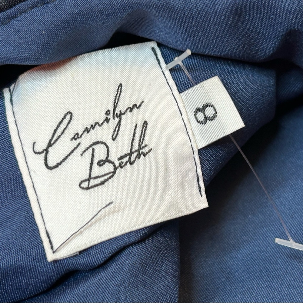 Camilyn Beth Navy Blue Go Go Dress Satin Formal Gold Button Dress Size 8 NWOT - Picture 6 of 9